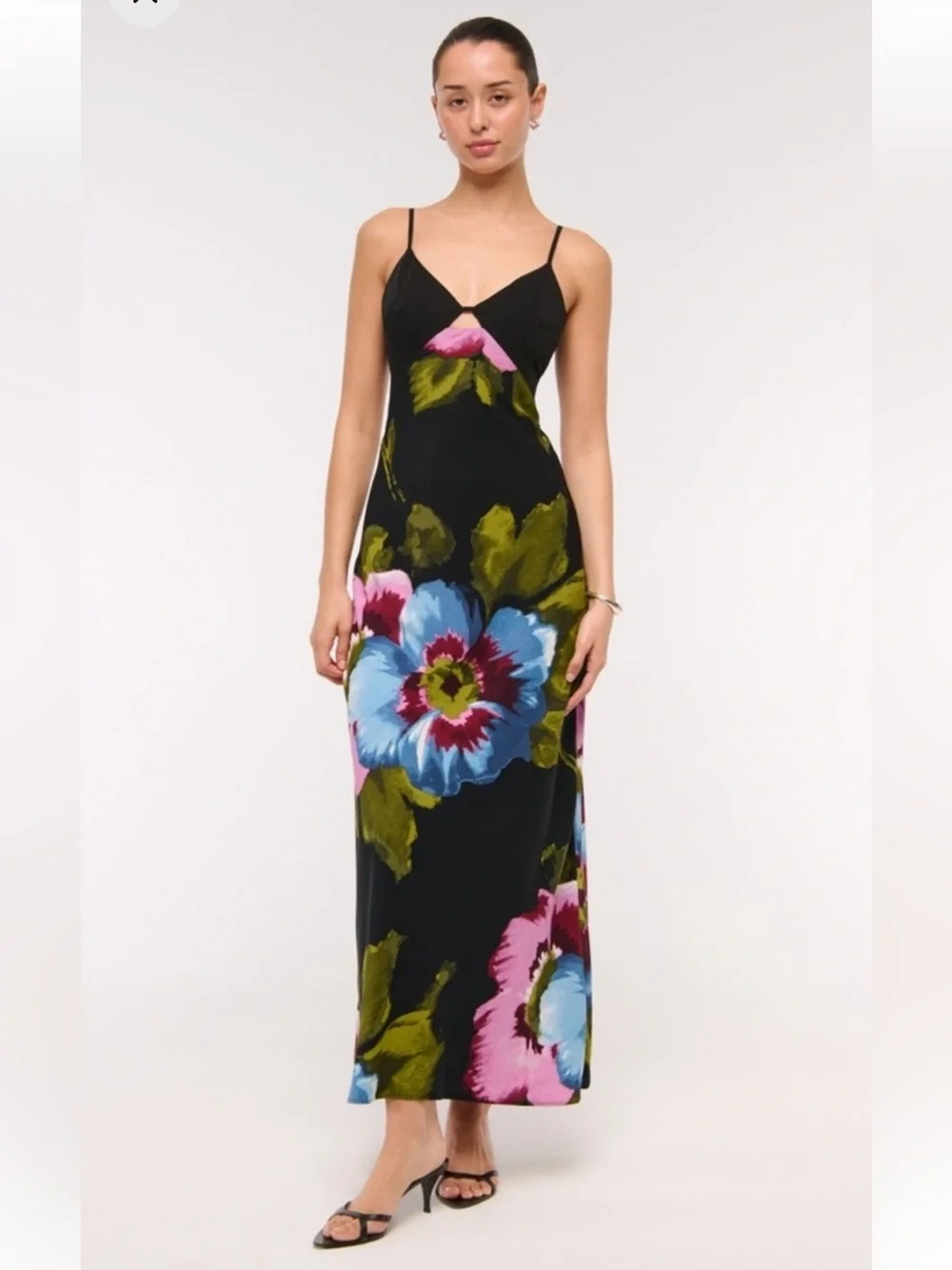 The A&F Julia Slip Cutout Maxi Dress - Black, Floral